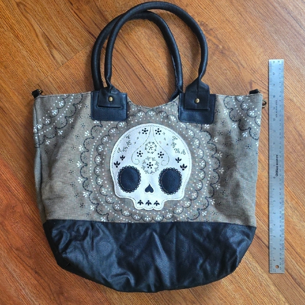 **Vintage Loungefly Skull Design Tote Bag**